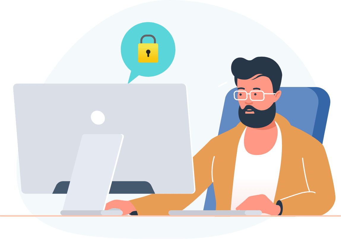 Man in front of a computer screen